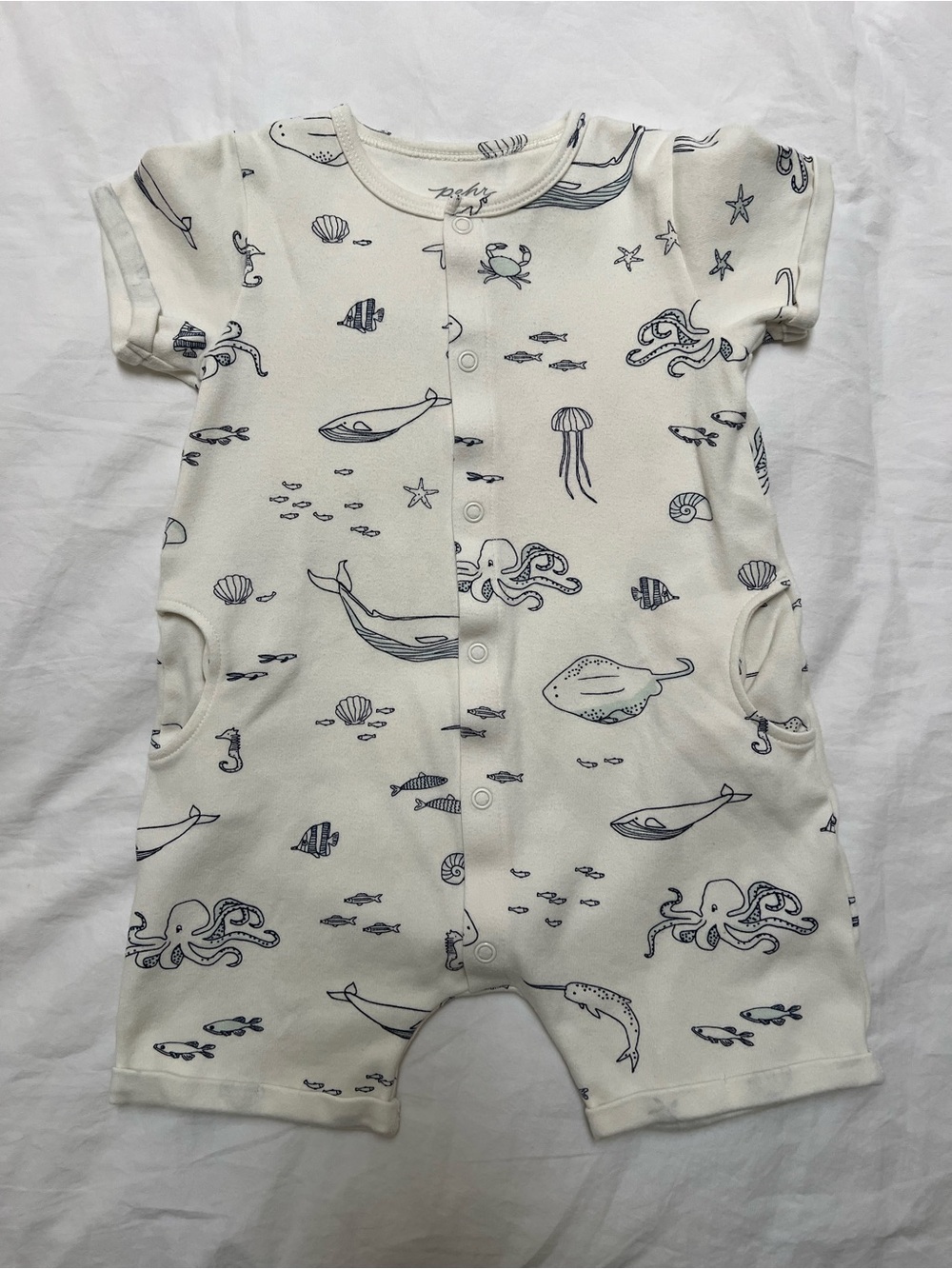 Nautical Cream Short-Sleeve Kids One-Piece Bodysuit